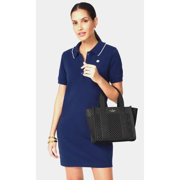 New Kate Spade Kip Perforated Leather Small Tote Black - Picture 2 of 5
